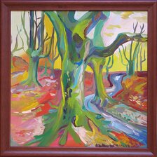 Ruth Dubayová, Strom XXI., olejomaľba 40x40 cm, zarámované 45x45 cm