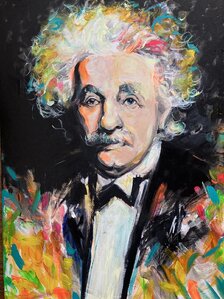 Saša Hudecová, Einstein, maľba na plátne 100x70 cm, 700 €