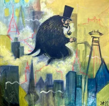 Saša Hudecová, GENIUS LOCI, maľba na plátne 80x80 cm