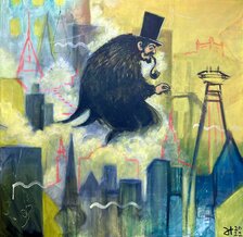 Saša Hudecová, GENIUS LOCI, maľba na plátne 80x80 cm