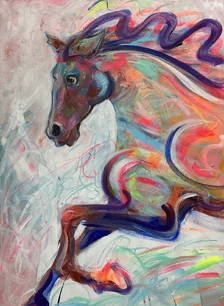 Saša Hudecová, Kôň, maľba na plátne 100x70 cm, na vyžiadanie