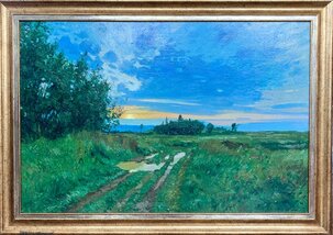 Sergei Berestov, Zlatý východ Slnka, olejomaľba na plátne 50x75 cm, zarámované 62x87 cm, 435 €
