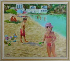 Štefan Hangácsi: Hráme sa II, Olejomaľba 33x43cm, zarámované 38x48 cm