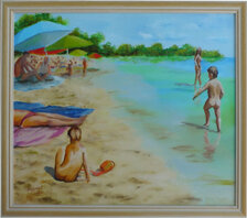 Štefan Hangácsi: Hráme sa III., Olejomaľba 33x43cm, zarámované 38x48 cm