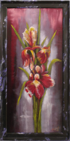 Štefan Hangácsi: Iris, olejomaľba 54x24 cm, zarámované 60x30 cm