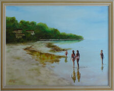 Štefan Hangácsi: More pokoja, olejomaľba 33x43 cm, zarámované 38x48 cm