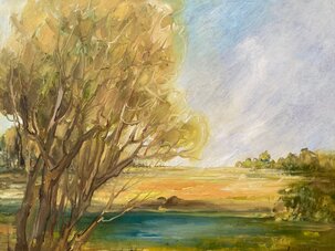 Terézia Weissová, olejomaľba na doske, Z rodného kraja, 40x50 cm