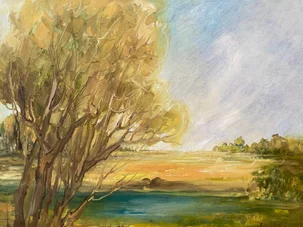 Terézia Weissová, olejomaľba na doske, Z rodného kraja, 40x50 cm