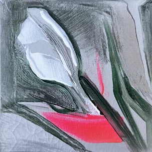 Tibor Andráši, Tulipán, akryl 30x30 cm