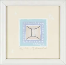 Veronika Kokavcová, maľba, kombinovaná technika, Numerologické znamenia, 12,50 €, Blíženci, 12,5 x 13,5 cm