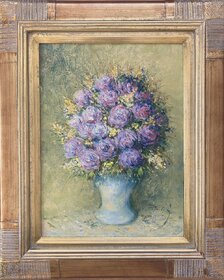 Vladimír Plachý, Kytica ruží, 490 €, Olejomaľba na dreve 40x30 cm, zarámované 56x46 cm