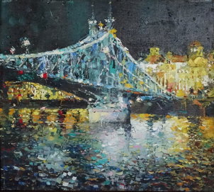 Vladimir Shapialevich, Nočný Paríž, 650 €, bez rámu, 50x56 cm