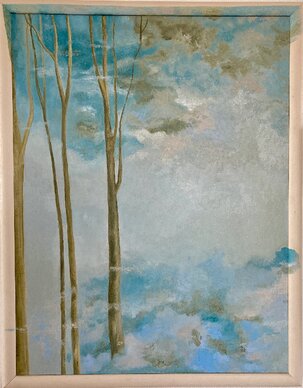 Zuzana Križanová, akad. maliarka, olejomaľba na plátne Stromy v oblakoch, 64x 49cm, zarámovaný 69x54 cm, 560 €
