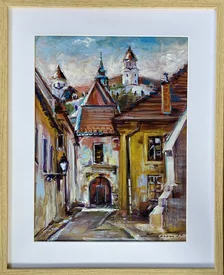 Zuzana Lukáčová, Bratislava Farská, Akryl na sololite 40x30 cm, zarámované 52x42 cm
