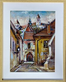 Zuzana Lukáčová, Bratislava Farská, Akryl na sololite 40x30 cm, zarámované 52x42 cm