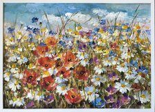Zuzana Lukáčová, Lúka, Akryl na sololite 29x39 cm, zarámované 42x52 cm, 435 €